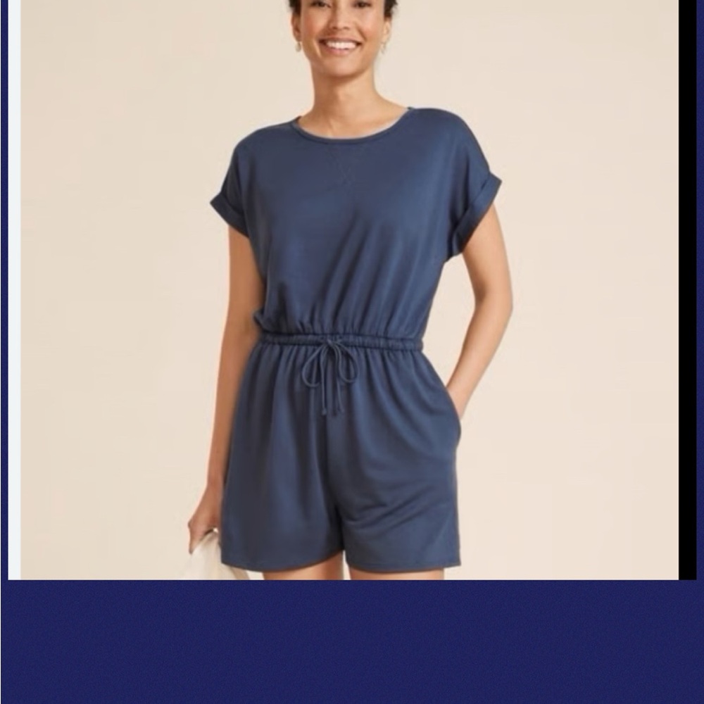 Navy Blue Short Sleeve Romper 31